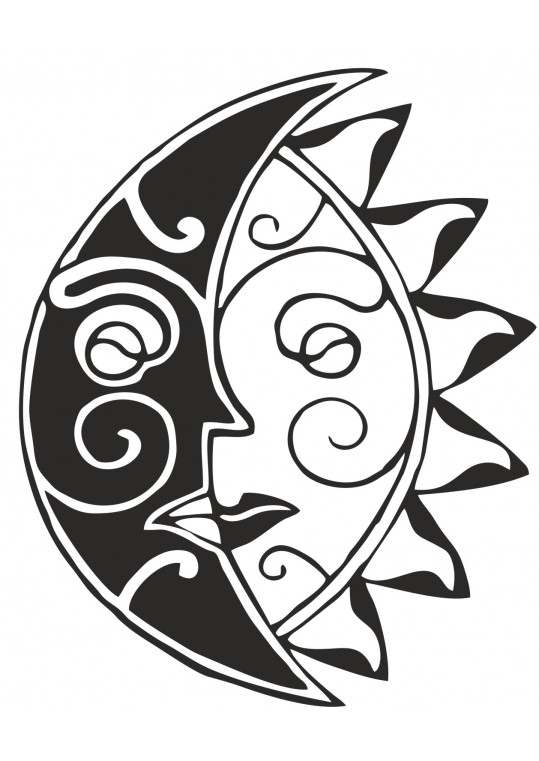 Αυτοκολλητο Τοιχου Ηλιος και φεγγάρι