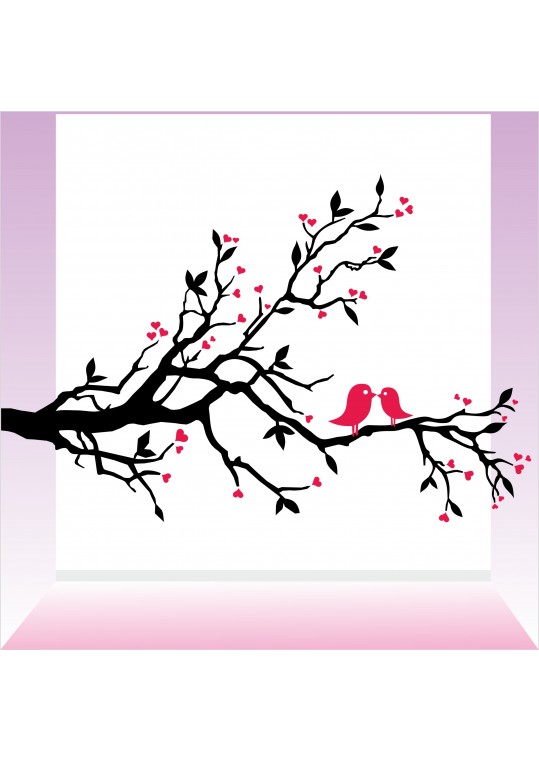 birds kissing on a branch